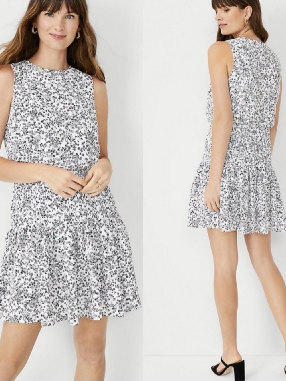 Ann Taylor Black & White Floral Dress